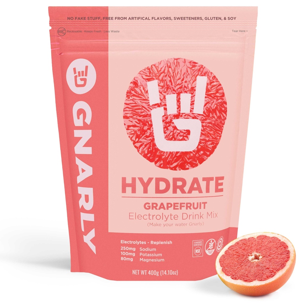 Gnarly Nutrition Hydrate Electrolyte Powder – Ruby Red Grapefruit Übung Hydration Drink Mix – NSF Inhalt zertifiziert – Elektrolytlösung, Performance & Recovery – Ruby Red Grapefruit, 14.10 Unze