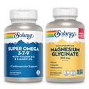 SOLARAY Super Omega 3, 7, 9 und Magnesium Glycinate Bundle - Essential Fatty Acids und Chelat Magnesium Gisglycinat für gesundes Herz, Knochen und Entspannungsunterstützung - 120 Softgels, 275 VegCaps