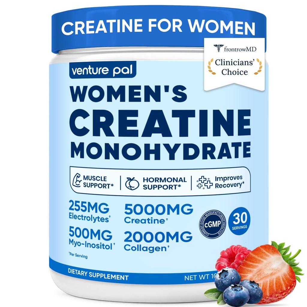 18 IN 1 Creatine for Women, Creatine Monohydrate Blend Powder with Collagen, Myo & D-Chiro Inositol, Electrolytes & 6 Vitamins for Muscle Growth, Recovery & Hormonal Balance – 10.58 Oz,Sugar Free