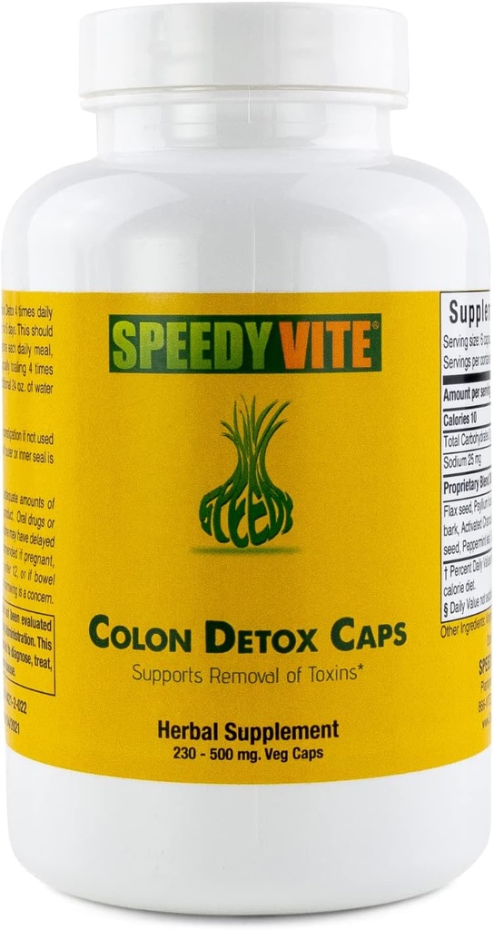 Colon Detox unterstützt die natürliche Entfernung von Toxinen* Bio, Charcoal Psyllium Seed & Husk Flax Seed Apple Fiber/Pectin Slippery Elm Fennel- Pulver in 230 Veg Caps