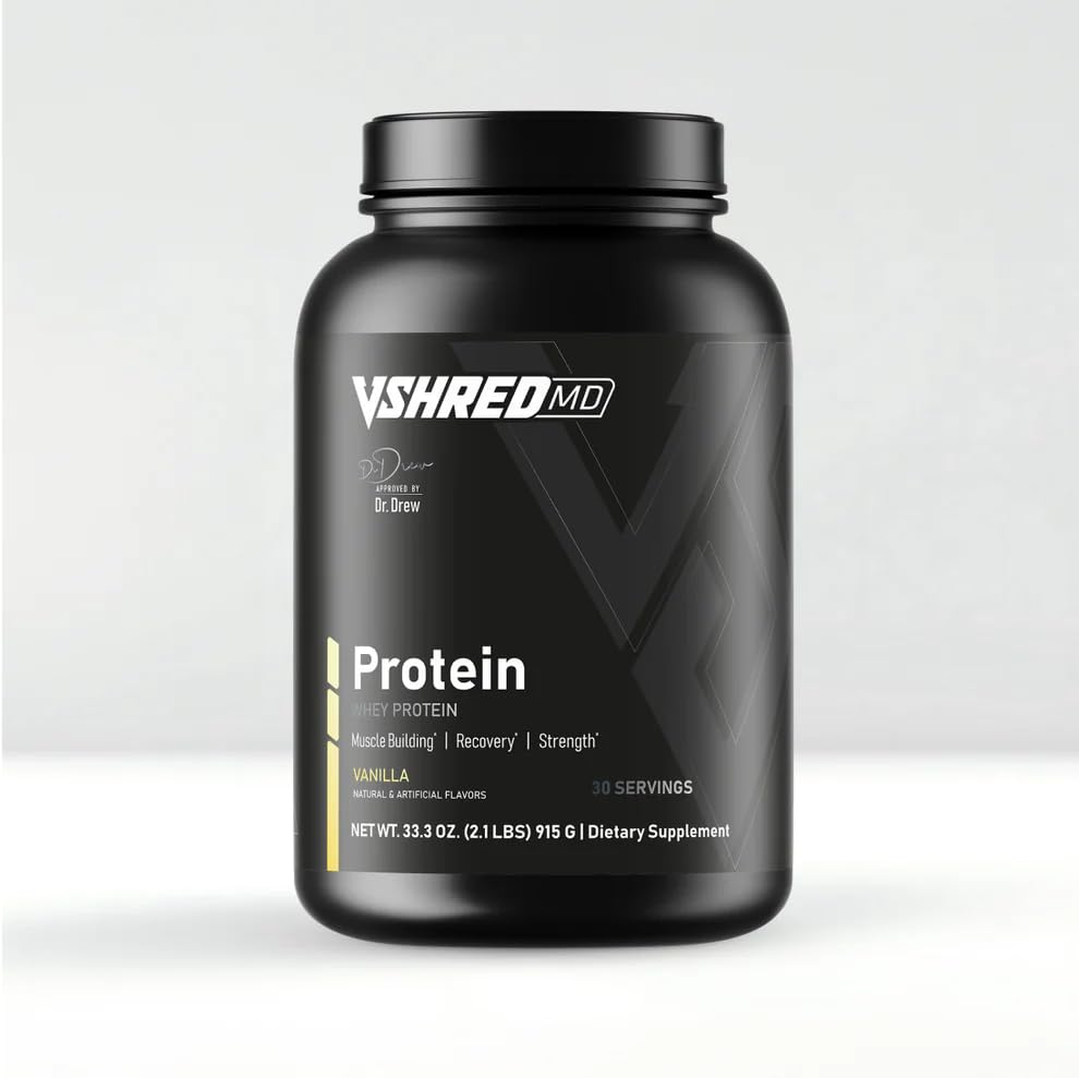 V Shred MD Vanilla Protein – Dr. Drew Approved Protein Powder with 25g Protein – Supports Strength, Wellness & Daily Nutrition – Natural Creamy Flavor