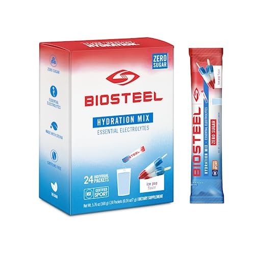 BIOSTEEL Hydration Mix, Sugar-Free with Essential Electrolytes, Ice Pop, 24 Single Serving Packets