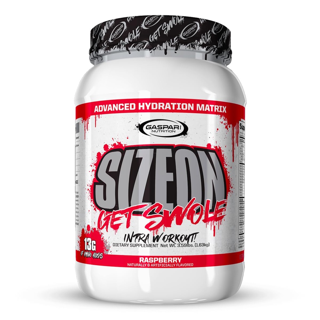 Gaspari Nutrition SizeOn Intra Workout, Whey Protein Powder, The Ultimate Hybrid Intra-Workout Amino Acid & Creatine Formula, Increased Muscle Volume & Recovery (3.59 Pounds, Raspberry)