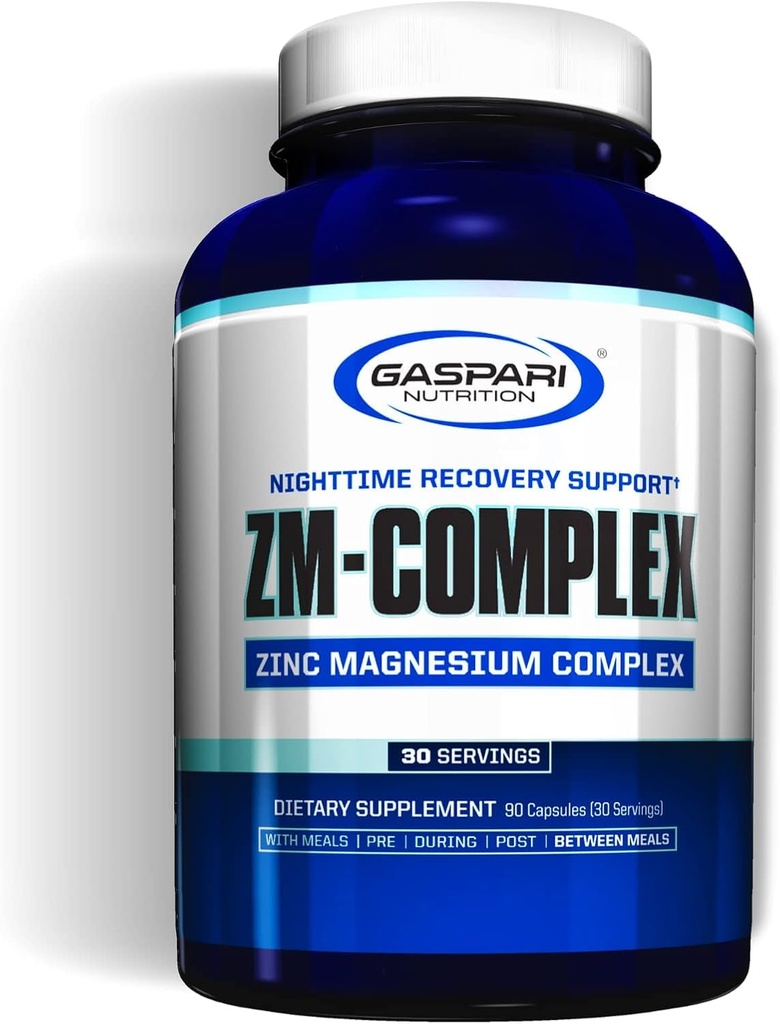 Gaspari Nutrition ZM-Complex: Nighttime Muscle Recovery and Healthy Sleep Support for Men and Women - Zinc, Magnesium, Vitamin B-6, 90 Capsules