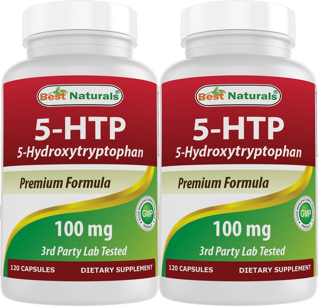 Best Naturals 2 Packs 5-HTP (5-Hydroxytryptophan) 100 mg 120 Kapseln