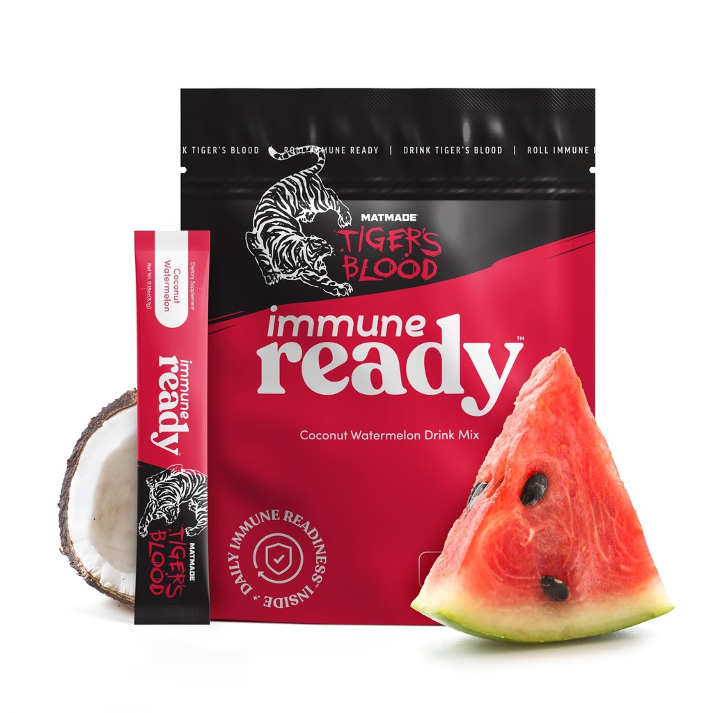 Immune Ready™ Electrolytes Powder Packets – Vitamin C Immune Support Drink Mix with Zinc, D3 & Beta Glucan – Low Sugar Hydration, Delicious Coconut Watermelon Flavor