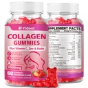 Collagen with Vitamin C and Biotin Gummies - 200mg Collagen Peptides for Hair Skin & Nails Support for Men & Women. Beauty Formula Supplement, Strawberry Flavor (60 Count（Pack of 1）)
