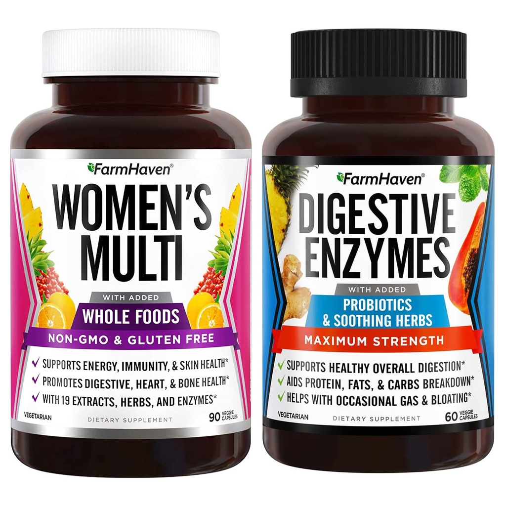 FarmHaven Digestive Enzymes with 18 Probiotics & Herbs Multivitamin for Women