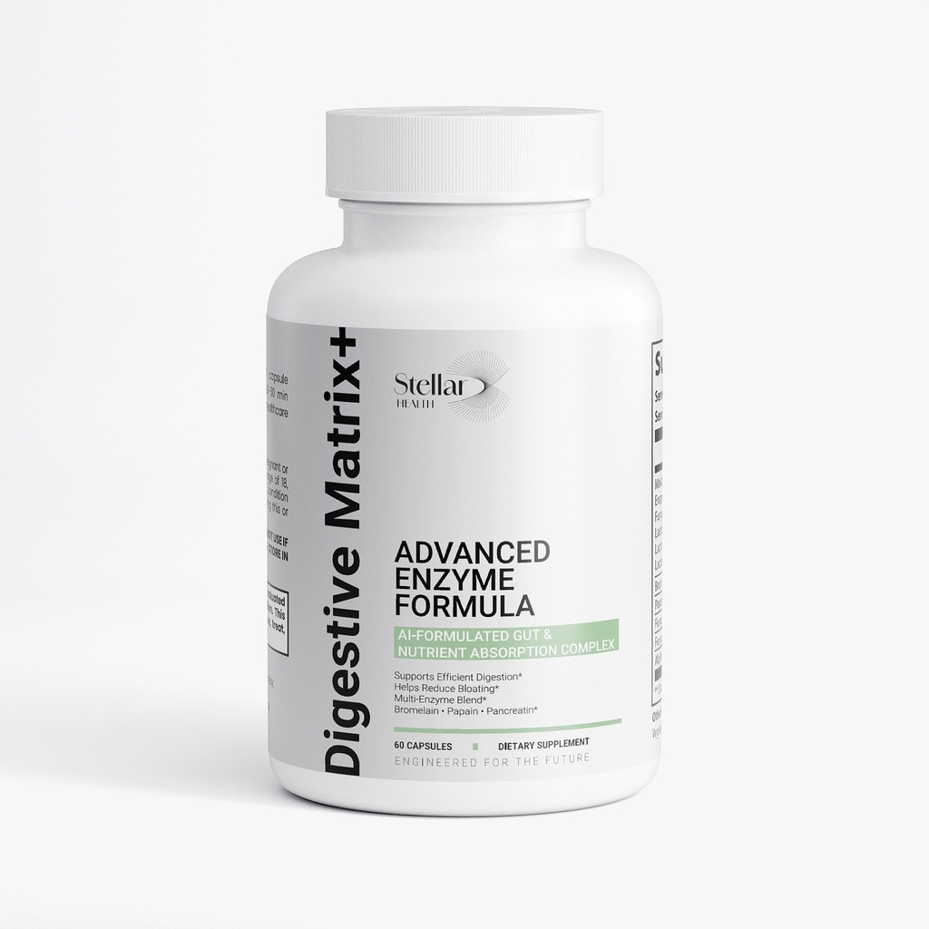 Digestive Matrix+ Advanced Digestive Enzymes with Probiotics for Women & Men, Gut Health & Nutrient Absorption Support, Fiber Supplement with Makzyme-Pro™, Bromelain, Papain, Lactobacillus, 60 Caps