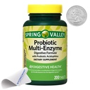 Spring Valley Probiotic Multi-Enzyme Digestive Formula Tablets, 200 Count, 3 Tablets per Day
