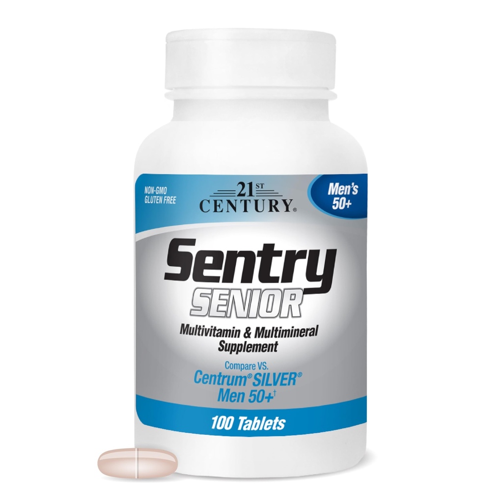 21st Century Sentry Senior Männer 50Plus Tabletten, Weiß Unscented 100 Count