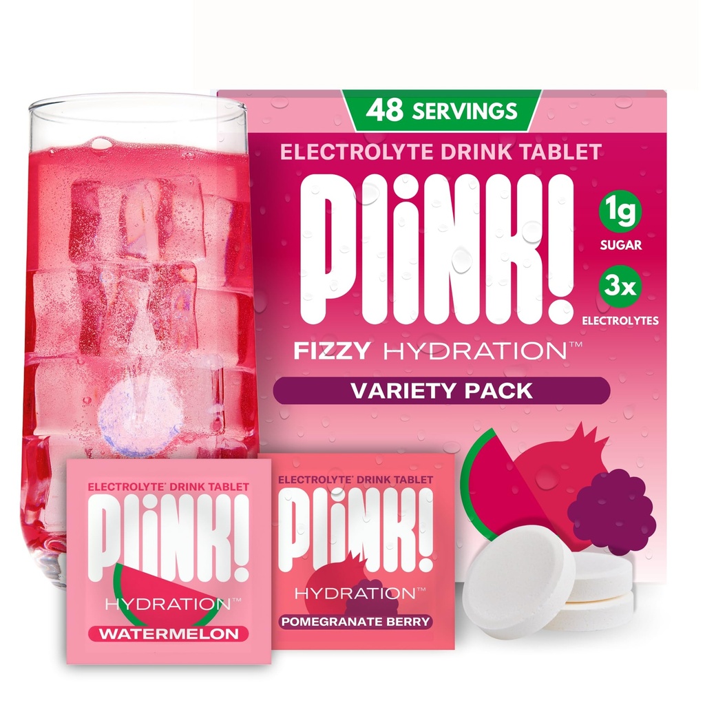 Plink! Fizzy Elektrolyt Getränke Tabletten für tägliche Hydration - 48ct Elektrolyt Tabletten + Natrium, Kalium, Magnesium, Low-Calorie, Low-Sugar Keto Elektrolyte Pulver Hydration Packets Wasser Flavoring