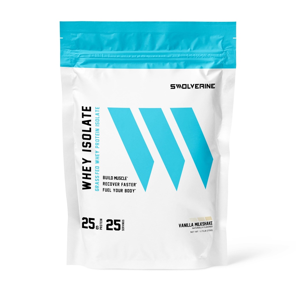 Swolverine Whey Protein Isolate Powder – 25g Protein, Fast-Digesting WPI with ProHydrolase, 0g Fat, Low Carb, Supports Rapid Muscle Recovery & Lean Mass, 25 Servings, Vanilla Milkshake