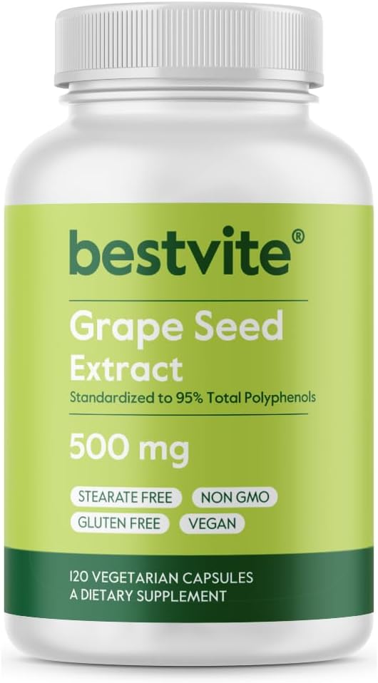 BESTVITE-Grafikextrakt 500mg (120 vegetarische Kapseln) - keine Stearaten - Standardisiert auf 95 % Polyphenole