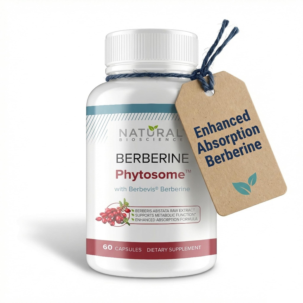 Berberine Phytosome with Berbevis, 550mg Enhanced Absorption Supplement for Metabolic Support & Heart Health, Highly Bioavailable Berberine Complex, Gluten-Free, Non-GMO, 60 Vegetarian Capsules