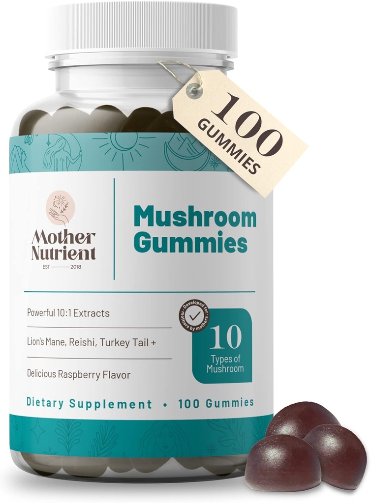 Pilz-Ergänzung Gummis- Reiner Extrakt Mehr Pilz-Ergänzung- Chaga, Reishi, Cordyceps & Lion's Mane - 50 Tage Versorgung Kaugummis (100 Stück)