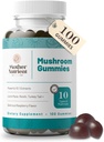 Pilz-Ergänzung Gummis- Reiner Extrakt Mehr Pilz-Ergänzung- Chaga, Reishi, Cordyceps & Lion's Mane - 50 Tage Versorgung Kaugummis (100 Stück)