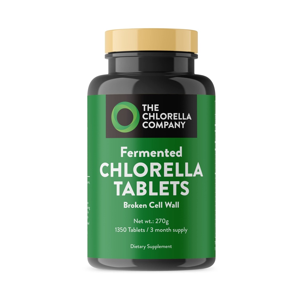 Fermented Chlorella Tabletten, Chlorophyll, Green Superfood, Algae Supplement, Heavy Metal Detox, Immununterstützung, Gebrochene Zellwand, 1350 Tabletten, Non-GMO, Vegan