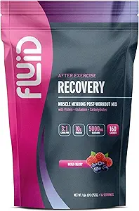 Fluid Erholung Nach-Workout Getränke Mix - Whey Isolate Protein, L-Glutamin, Carbs, Alle natürlichen Inhaltsstoffe, Glutenfrei, Lactosefrei (Mixed Berry)