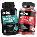 Multi Collagen Peptides & ACV Gummies - Type I, II, III, V, & X Multi Collagen for Women & Men Complex Capsules for Skin, Hair & Nails - ACV Apple Cider Vinegar Gummies to Detox, Cleansing, Digestion