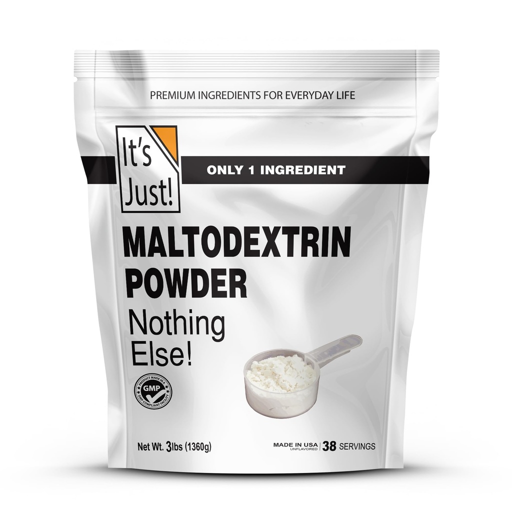 Es ist Just! - Masse Gainer Powder, 100% Maltodextrin (Komplexe Kohlenhydrate), Sustained Energy, Rapid Absorption, Non-GMO, leicht zu jedem Protein Shake, 3lbs / 38 Portionen hinzufügen