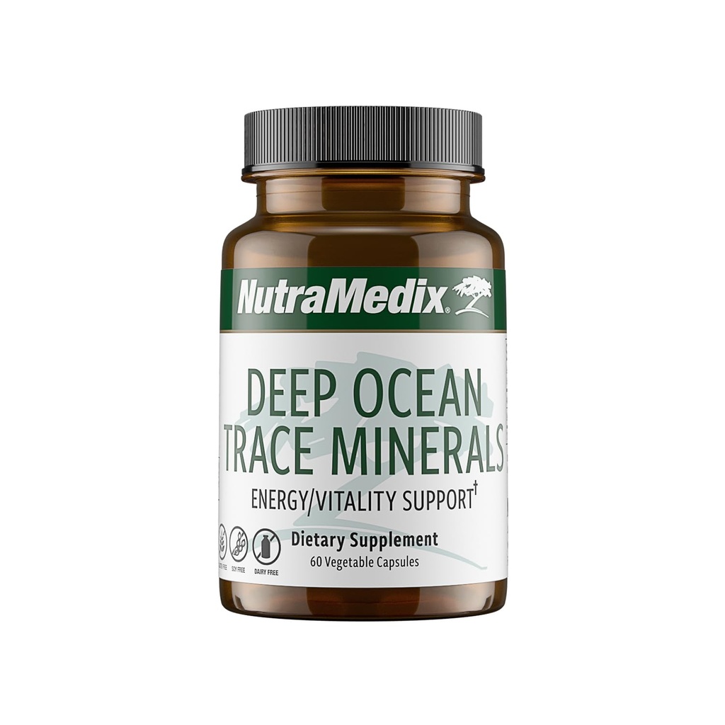 NutraMedix Deep Ocean Trace Minerals 1.000mg - Mineral & Energie Beilagen - Magnesium, Zink, Kalium, Boron, Phosphor & Manganese - Elektrolytunterstützung (60 Kapseln)