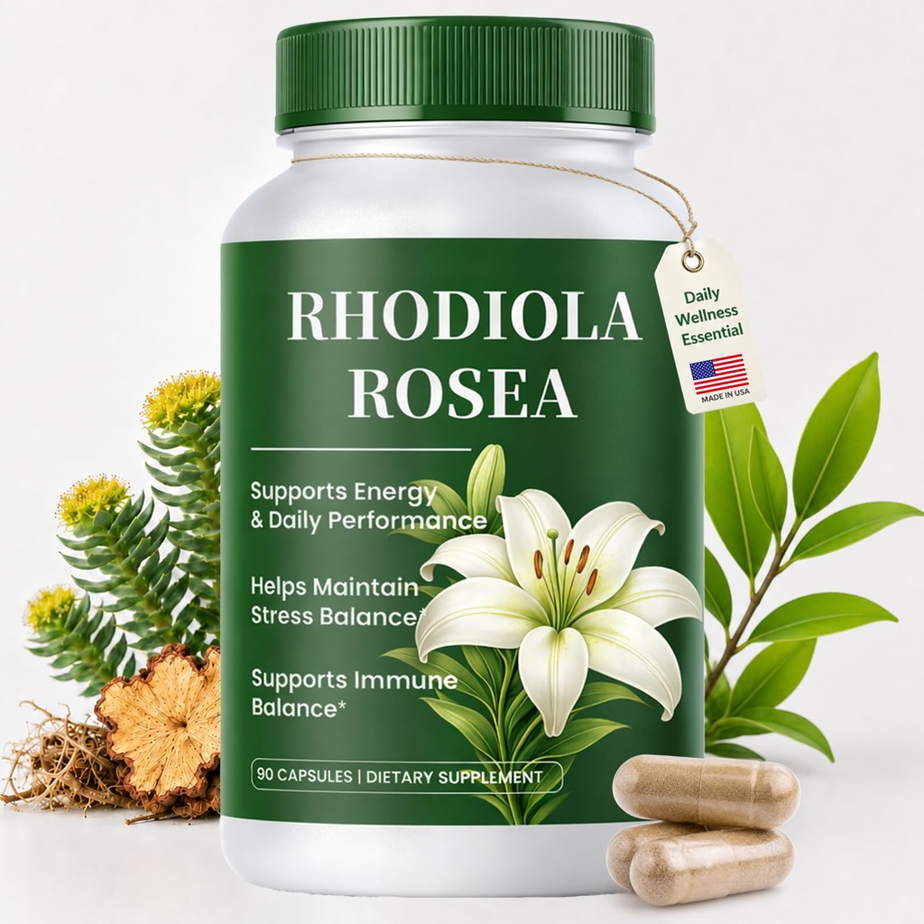 Rhodiola Rosea Supplement – Rhodiola Rosea Capsules 90 Count, Golden Root Adaptogen for Daily Stress Support & Energy Balance – Premium Rhodiola Extract, Vegan, Non-GMO