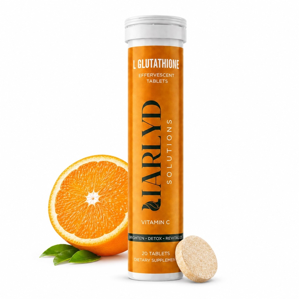 L-Glutathione Effervescent Tablets with Vitamin C - Antioxidant Supplement for Clear, Glowing Skin, Vitamins Wellness Support for Beauty & Skin Care, Orange Flavor 20 Tablets (1 Pack)