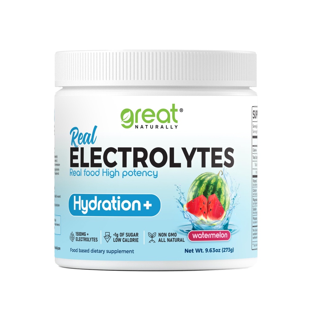 Elektrolyte Pulver Hydration | Real Food Hohe Potenz | Wassermelone 30 Servierungen | Hohe Potenz Elektrolyt Pulver | Hydration Getränk Mischung | Elektrolyt Ergänzung mit Kalium Magnesium Calcium