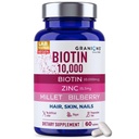 Granions Biotin 10,000 mcg Hair, Skin and Nails Pills - Extra Strength Biotin Complex with Zinc, Selenium, Millet, Bilberry, Aminos - Hair Growth Vitamins Supplement for Women & Men - 60 Tablets