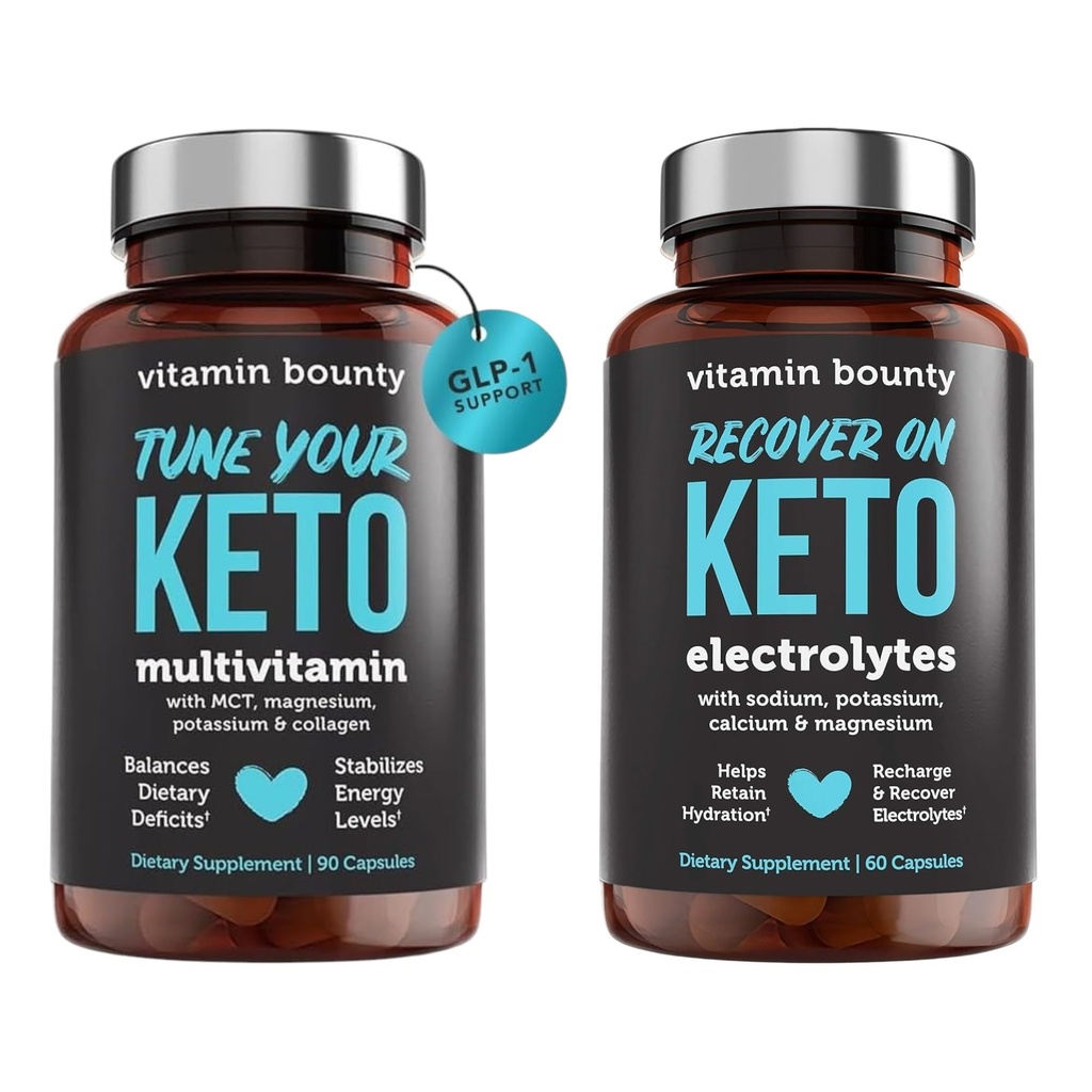 Vitamin Bounty Tune Your Keto Multivitamin + Recover On Keto Electrolytes - Daily Nutrition & Keto-Friendly Hydration - 2 Supplement Bundle
