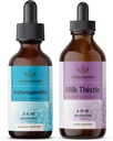 HERBAMA Kräuterflüssigkeit Tropfen Kit - Bundle von Ashwagandha Wurzel Tinktur 2 fl oz & Milk Thistle Extract 4 fl oz - Vegan, Non-GMO, Zucker & Alkoholfrei - 2 Pack