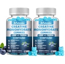 2 Pack Creatine HMB Monohydrate Gummies, Contains Vitamin B6, B12 and L-Taurine,Creatine Gummies for Men & Women, Promote Muscle Growth, Blueberry Flavor Supplement