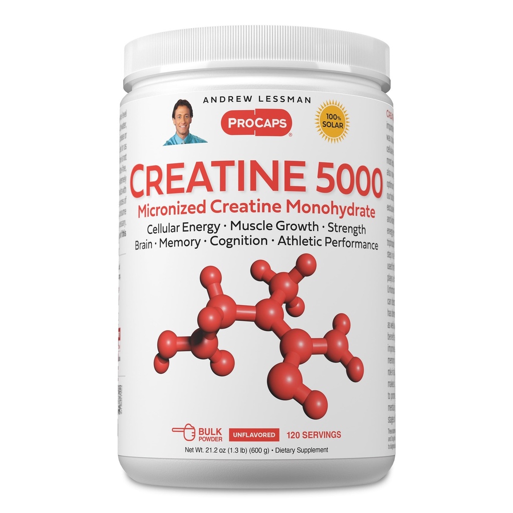 ANDREW LESSMAN Creatine 5000 Micronized Creatine Monohydrate. 120 Servings. Cellular Energy Muscle Strength & Growth. Brain Memory Cognition Athletic Performance. No Additives. Ultra-Pure Powder.