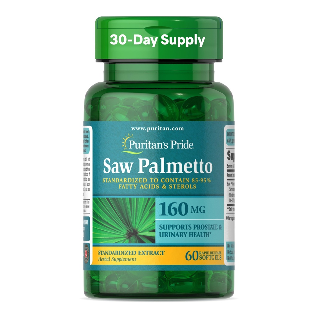 Puritan's Pride Saw Palmetto Extrakt 160mg, traditionelle pflanzliche Nahrungsergänzung für Mens Prostata und Urinary Health Support, 60 Rapid Release Capsules