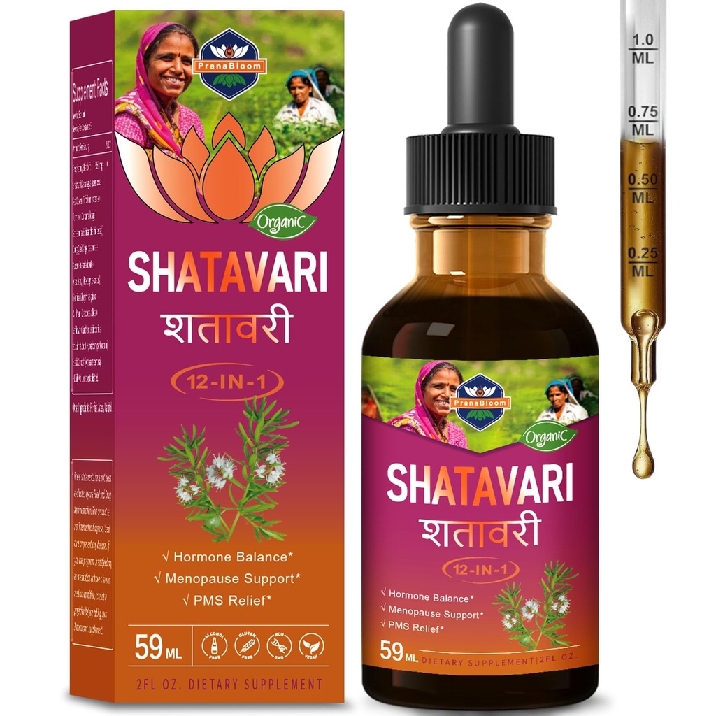 Shatavari Liquid Drops for Women, Menopause & Cycle Wellness Support, 12-in-1 Alcohol-Free Herbal Blend, 2 fl oz