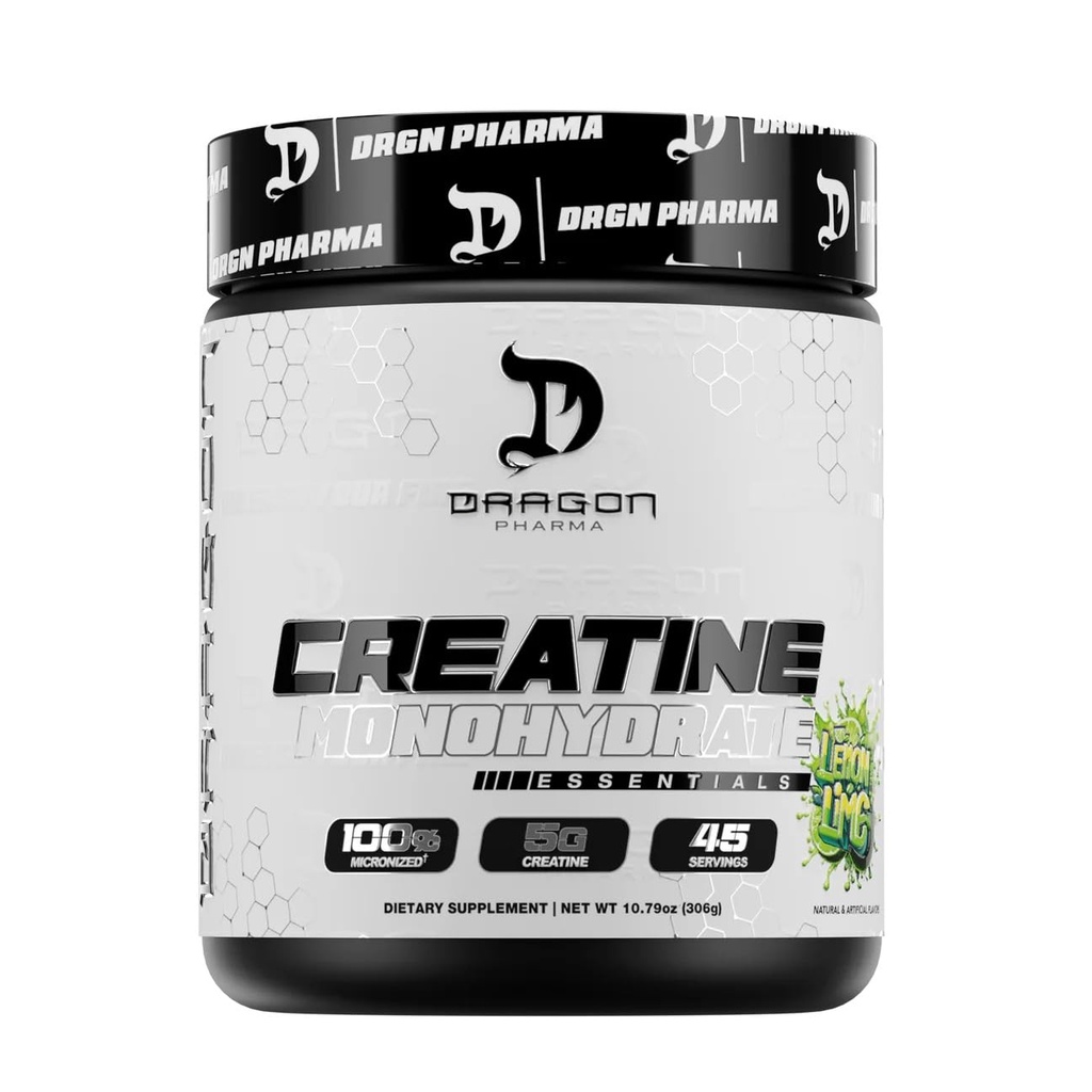 Dragon PHARMA Creatine Monohydrate, Aid Muscle Recovery, Post-Workout Supplement, Antioxidant Support (60 Servings, Lemon Lime)