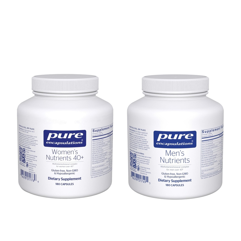 Pure Encapsulations Women's Nutrients 40+ (180 Capsules) & Men's Nutrients (180 Capsules) Bundle - Support Urinary Tract & Breast Cell Health* - Support Energy, Endurance & Stamina* - Hypoallergenic