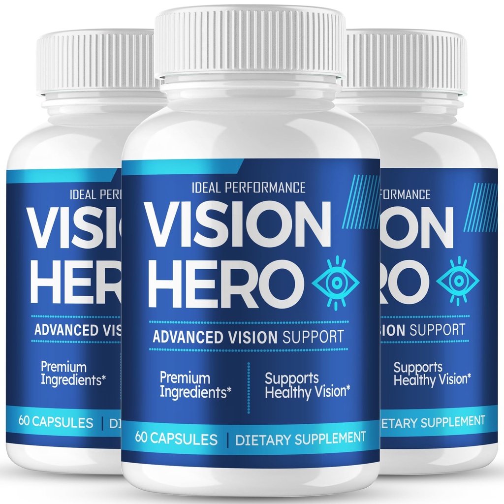 Vision Hero Capsules, Official VisionHero Eye Vitamins Supplement Pills - Maximum Strength, All Natural Formula Visual Wellness & Crystal Clear View, Vision Hero Advanced Support Reviews (3 Pack)