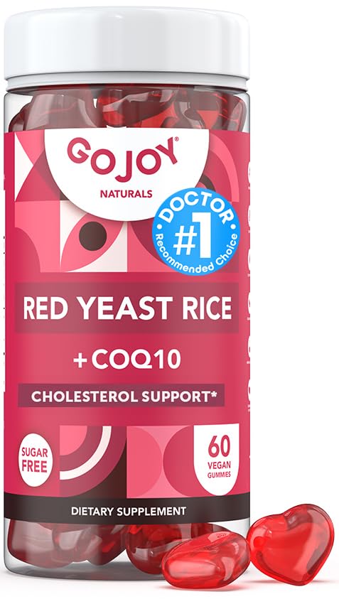 Sugar-Free Red Yeast Rice mit CoQ10 Gummis - Cholesterin-Ergänzungen mit Red Rice Yeast 1000 mg. - Cholesterol Gummies Complex - Vegan, Non-GMO, Gluten-Free & Citrin-Free Supplement