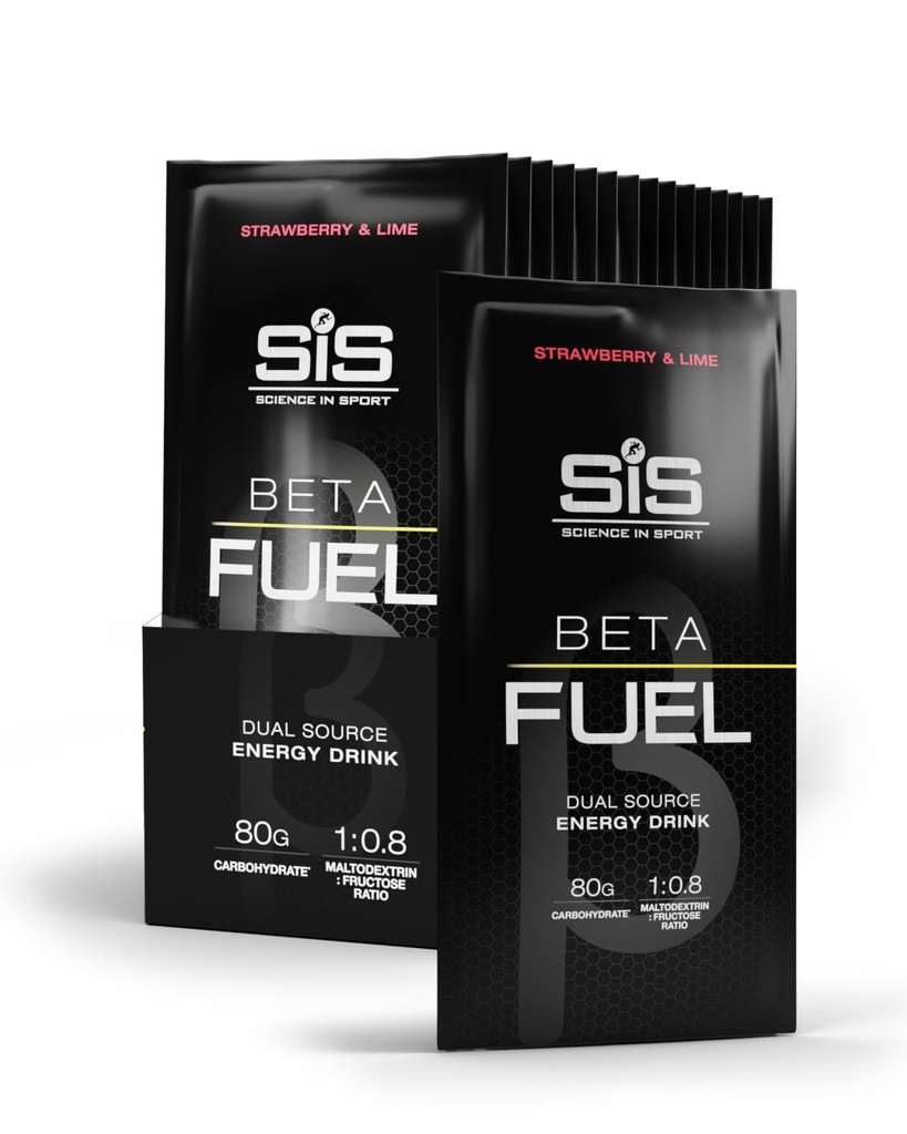 Science in Sport BETA Fuel 80 - High-Carb Energy Drink - Optimal 1:0.8 Maltodextrin to Fructose Ratio - 80g Carbohydrate Drink Mix - Sports Nutrition - Strawberry & Lime Flavor - 15 Count