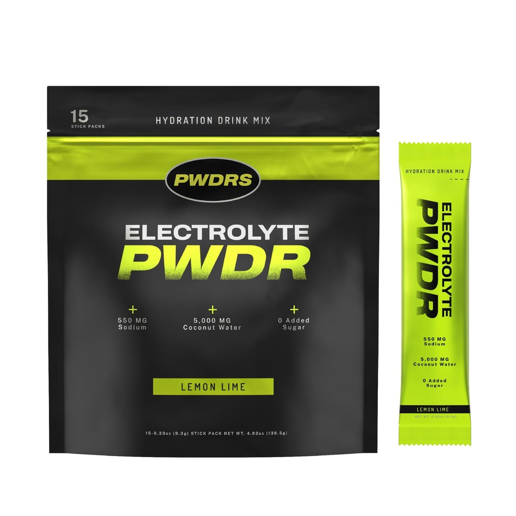 Electrolytes | All Natural Electrolyte Packets | Zero Added Sugar | 5,000mg Coconut Water for Fast Hydration | Non-GMO, No Sucralose | Lemon Lime 15ct