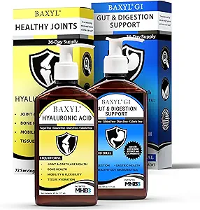 BAXYL + GI Bundle - Flüssige Hyaluronsäure für Joint Relief & MHB3Hyaluronan und Amaferm für Verdauung, Verdauungshilfe & Stomach Relief