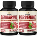 2 Pack Berberine HCl- Plus Ceylon Cinnamon, Turmeric, Milk Thistle, Artichoke, Black Pepper, Berberine HCI Root Supplements Pillen - Immunsystem