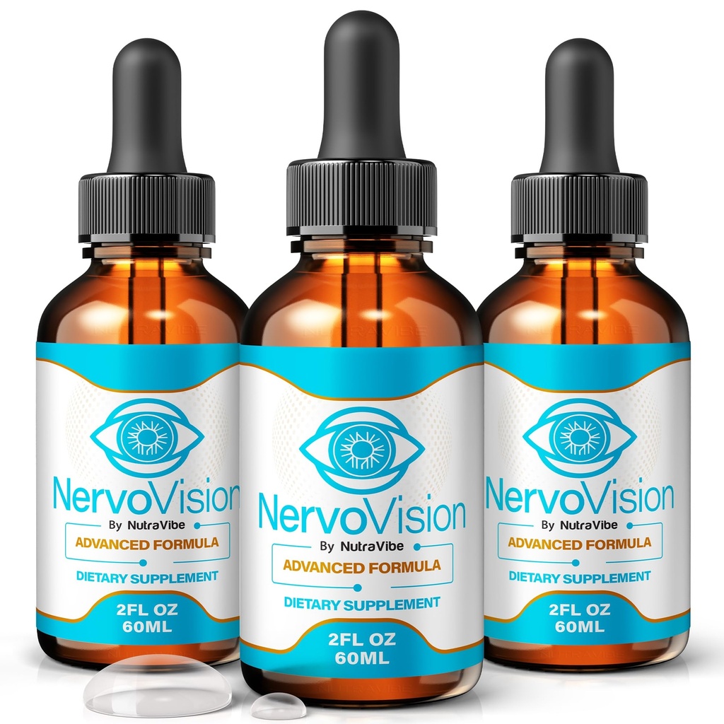 (3 Pack) NervoVision Drops – Nervo Vision Premium Eye Health & Vision Support | Sublingual Formula with Natural Ingredients for Healthy and Clear Eyes | Easy-to-Use, Non-Habit Forming (90 Servings)
