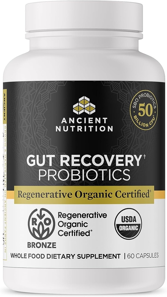Antike Ernährung Regenerative Bio-zertifizierte Probiotika für Gut Erholung, Probiotika Gut Erholung, für gesunde Verdauung und Immunsystem Funktion Unterstützung, 50 Billion CFUs* Pro Serving, 60 Count