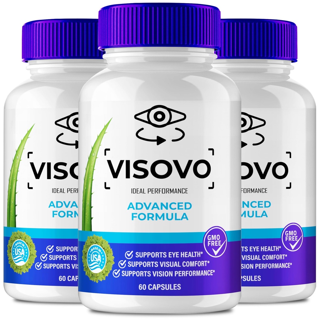 Visovo Capsules, Official Visovo Eye Health Supplement Pills - Maximum Strength, All Natural Visual Wellness & Crystal Clear View, Advanced Viso Vo Pills Health Support Reviews (3 Pack)
