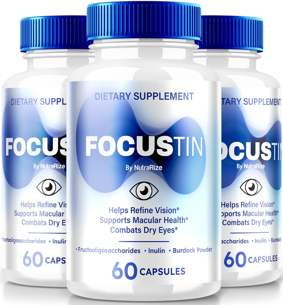 NutraRize (3 Pack) Focustin Capsules, Official Premium Vision Vitamins, All-Natural Formula for Overall Eye Health, Focustin Pills to Support Visual Performance, Focus Tin Reviews (180 Capsules)