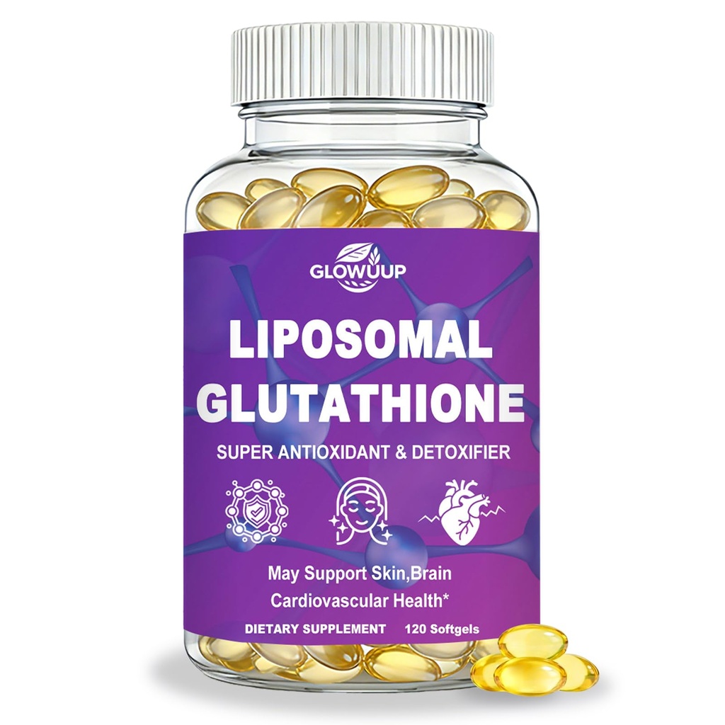 Liposomal Glutathione Softgels, Extra Strength Glutathione Supplement w. AloeVera Oil, Vitamin C & Hyaluronic Acid for Detox, Skin Whitening & Antioxidant Support, High Absorption Glutathione Formula