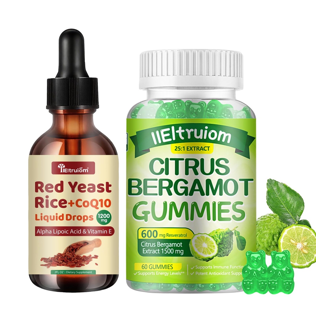 Citrus Bergamot Red Yeast Rice, 1200mg Red Yeast Rice with 1500mg Cirtuus Bergamot - CoQ10 for Cholesterol and Heart Heallth Support